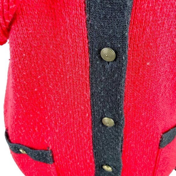 Vintage Karen Scott Wool Blend Cozy Knit Red Christmas Holiday Cardigan Sweater - Picture 6 of 12